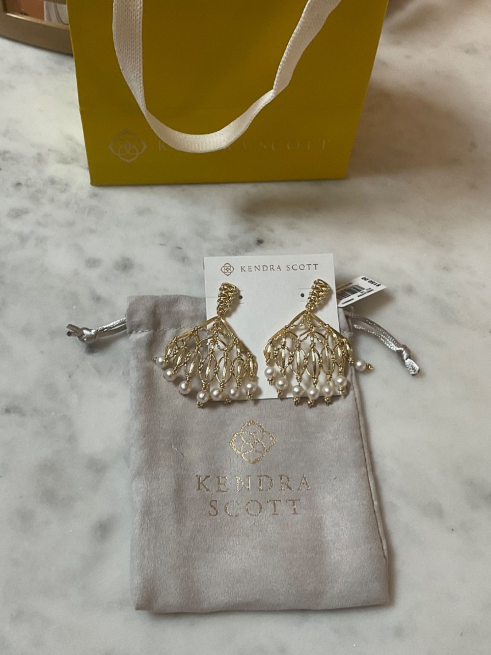 Kendra Scott Gabriella Gold Pearl Statement Earrings in Cultured Pearls - Picture 3 of 7